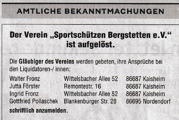 Amtliche Bekanntmachung